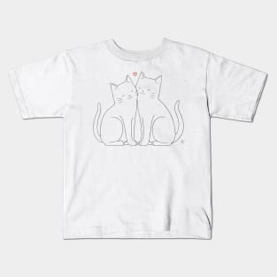 Couple Cats - Line Art Kids T-Shirt